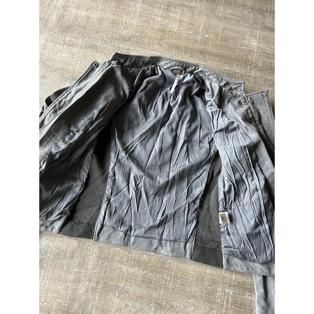Free People Steel Mill Moto Jacket Womens 4 Gray Faux Leather Vegan NWT - Picture 9 of 14